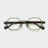 Daryll Polygon TR90 Vintage Eyeglass Frame Geometric Frames Southood Gray Green Leopard